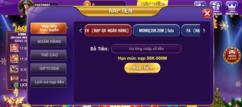 68 game bài - Cổng game đánh bài đổi thưởng uy tín nhất 2023 11 Nạp tiền 68 game bài là thao tác đầu tiên khi vào game khá quan trọng