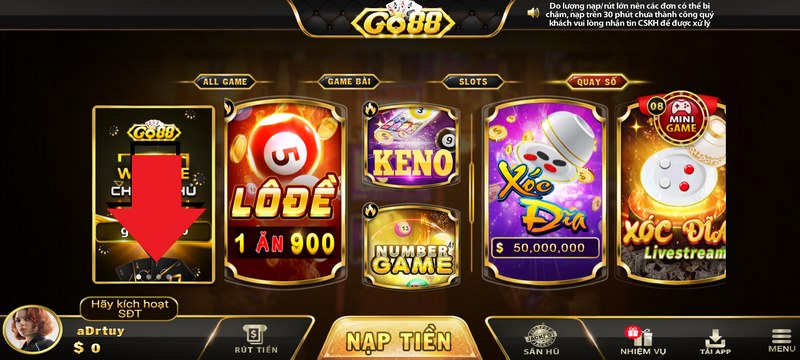 Go88 - Cổng game uy tín và chất lượng với kho game đa dạng 3 Kích hoạt số điện thoại ngay để được hưởng nhiều ưu đãi