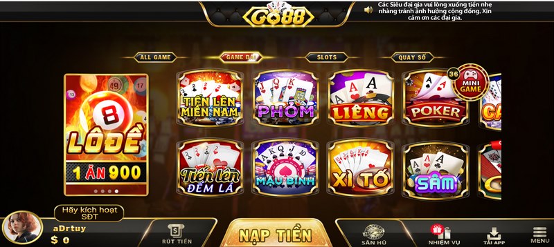 Go88 - Cổng game uy tín và chất lượng với kho game đa dạng 6 Game bài đổi thưởng siêu hấp dẫn