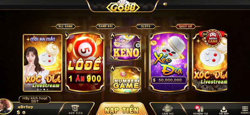 Go88 - Cổng game uy tín và chất lượng với kho game đa dạng 8 Danh mục quay số hấp dẫn và ấn tượng nhất