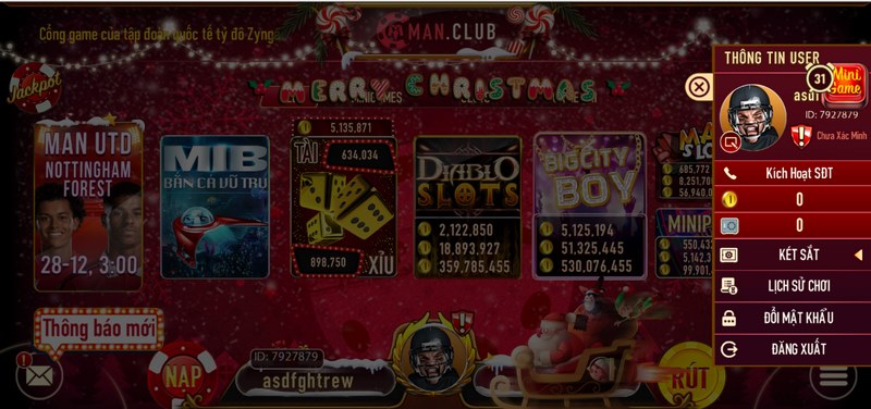 Man Club - Tổng quan về cổng game uy tín nhất Châu Á 3 Nhìn vào góc phải để ấn vào lệnh kích hoạt SĐT