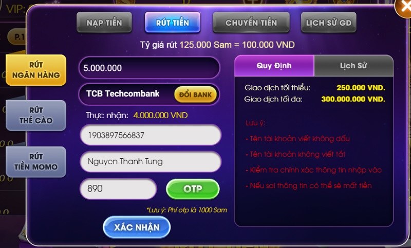 Sam86 - Sân chơi chuyên nghiệp mà Game thủ nào cũng nên biết 9 Các giao dịch được triển khai hiệu quả