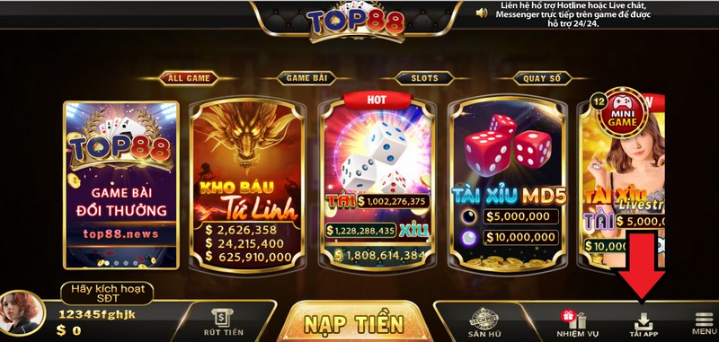 Top88 - Cổng game bài đại gia đẳng cấp nhất thị trường 5 Tải app trên PC cũng nhanh chóng không kém