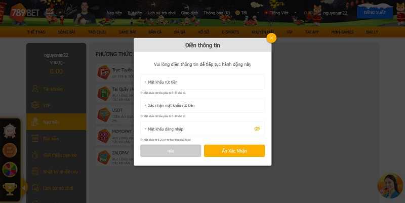 789bet cổng game hoạt động nổi bật trên thị trường quốc tế 11 Nạp tiền vào 789bet