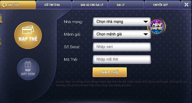 Gowin99 cổng game đổi thưởng đẳng cấp hàng đầu hiện nay 7 Nạp tiền vào Gowin99 chi tiết