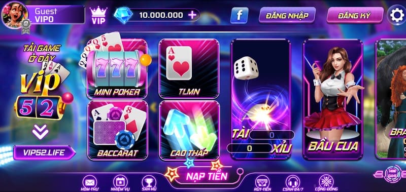 Vip52 - cổng game đẳng cấp thu hút thành viên đông đảo 6 Thiết kế đồ hoạ và âm thanh game luôn được chú trọng và đầu tư