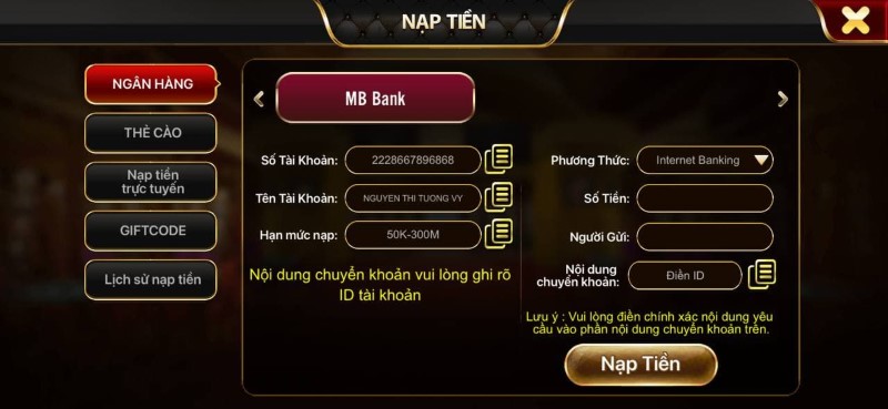 HU99 CLUB - Cổng game giải trí hàng đầu dành cho game thủ 6 Cách nạp tiền vào Hu99 Club