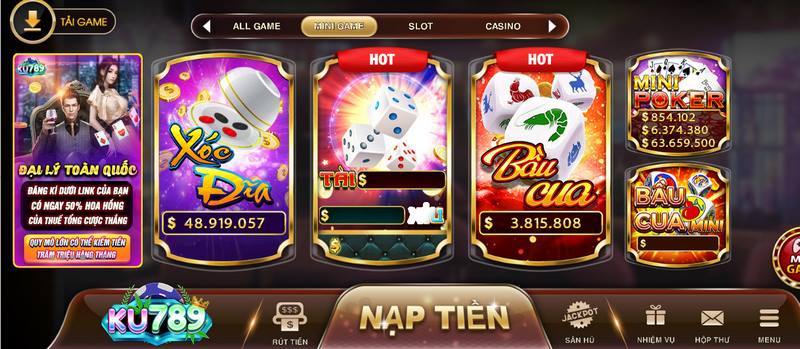 Ku789 - Cổng game quy tụ những siêu phẩm đổi thưởng cực hot 5 Sảnh mini game thu hút số lượng người chơi đông đảo