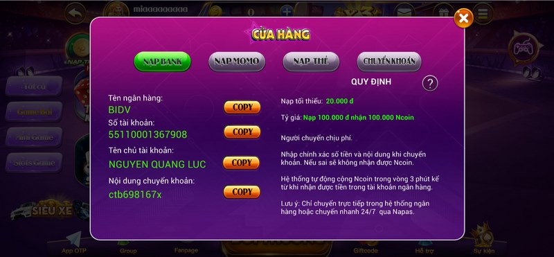 Nổ hũ 52 - Cổng game uy tín, đẳng cấp thu hút đông đảo thành viên 5 Hướng dẫn nạp tiền vào tài khoản tại cổng game nổ hũ 52