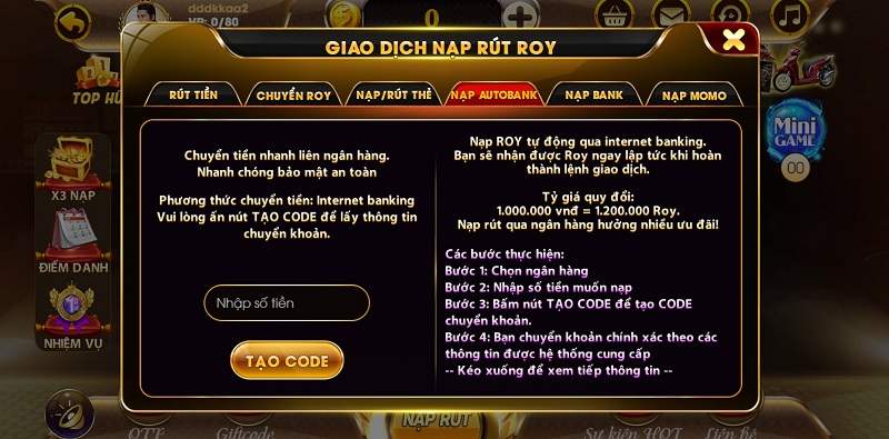 Roy79 – Review cổng game đổi thưởng xanh chín hàng đầu châu Á 7 Nạp Roy79 game đơn giản