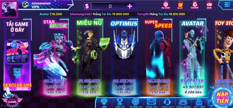 Sky club - Cổng game đẳng cấp dành cho những game thủ đỉnh cao 7 Slot game đặc sắc, lạ mắt