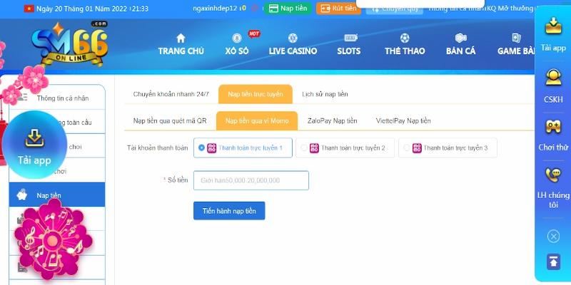 Sm66 - Cổng Game Giải Trí Đẳng Cấp Đạt Chuẩn Quốc Tế 7 Hướng dẫn cách nạp tiền tại sm66