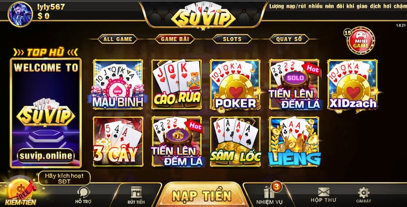 SUVIP - Cổng game đổi thưởng uy tín top 1 hiện nay 6 Game bài trực tuyến tại Suvip