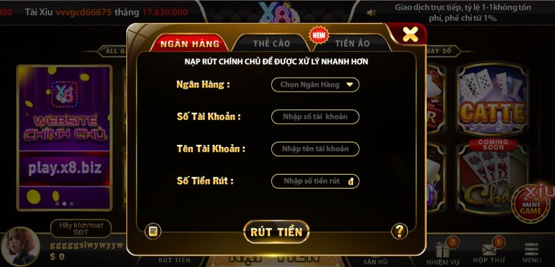 X8 Club - Cổng game thưởng không thể bỏ qua trong năm 2023 9 Thao tác rút tiền tại X8 Club cực chi tiết
