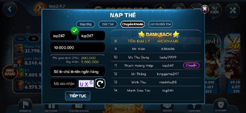 Big79 - Cổng game đánh bài đổi thưởng uy tín 2023 7 Nạp tiền vào cổng game để trải nghiệm các trò chơi xanh chín