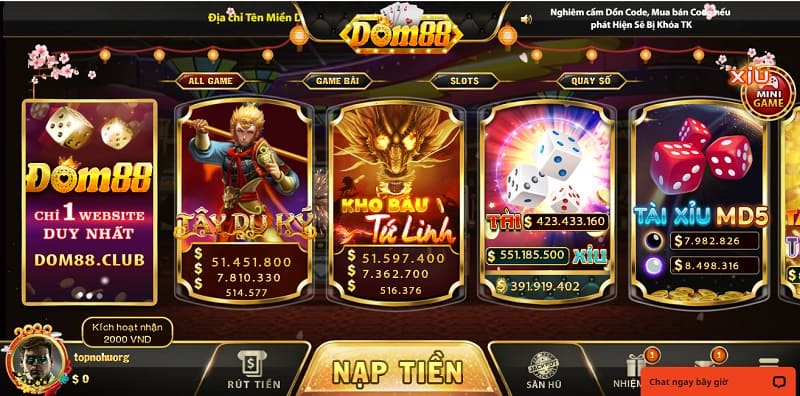 Dom88 - Khám phá tổng quan về cổng game bài nổi tiếng nhất 2 Các trò chơi tại cổng game mới nhất
