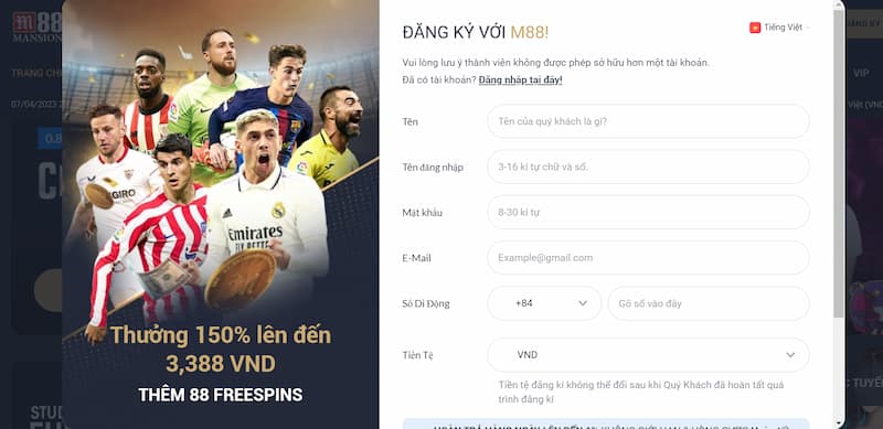 M88 - Cổng game bắn cá siêu hot, đổi thưởng cực lớn 9 Đăng ký nhanh gọn và dễ dàng