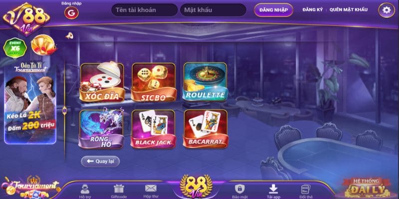V88 Vin - Cổng Game Đổi Thưởng Quốc Tế Đẳng Cấp Nhất 2023 4 Tổng hợp kho game với các trò chơi casino đặc sắc siêu hấp dẫn