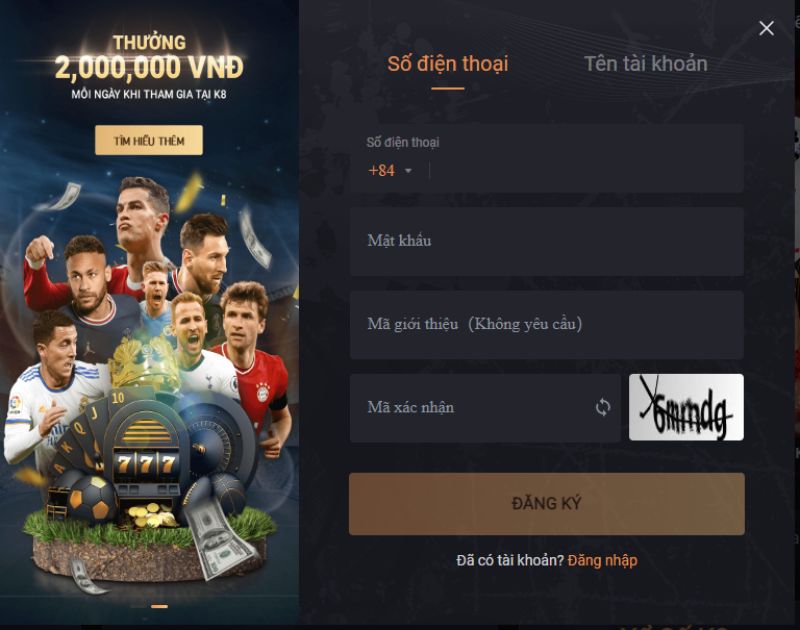 K8 - Hướng dẫn cách giải trí đổi thưởng cực cuốn tại sân chơi 5 Đăng ký tài khoản K8 để trải nghiệm kho game đổi thưởng xanh chín