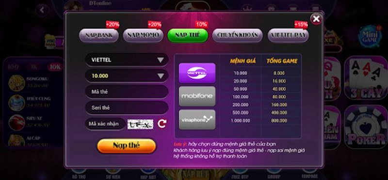 Doden club - Game đổi thưởng trực tuyến số 1 hiện nay 5 Hướng dẫn các bước nạp tiền tại Doden club