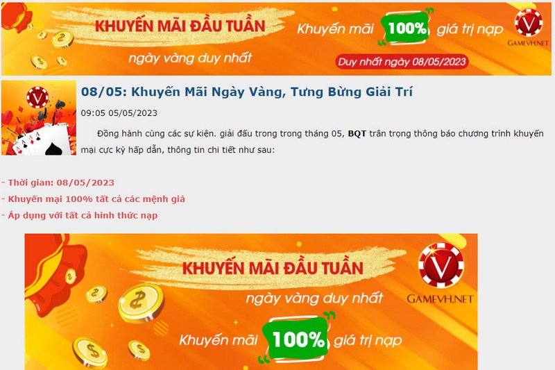 Gamevh - Sân chơi giải trí đổi thưởng hàng đầu châu Á 5 Gamevh áp dụng rất nhiều ưu đãi, khuyến mãi