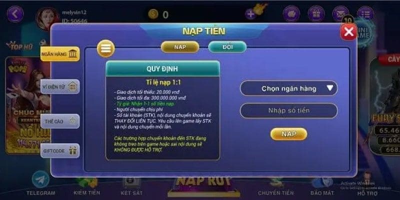 Mely Vin - Cổng Game Đổi Thưởng Mới Với Giá Trị Thưởng To 6 Cách nạp tiền MelyVin