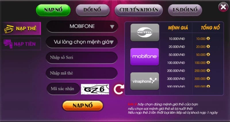 Siêu Nổ - Cổng game quay hũ đổi thưởng hàng đầu Việt Nam 5 Nạp tiền vào tài khoản thông qua ngân hàng dễ dàng