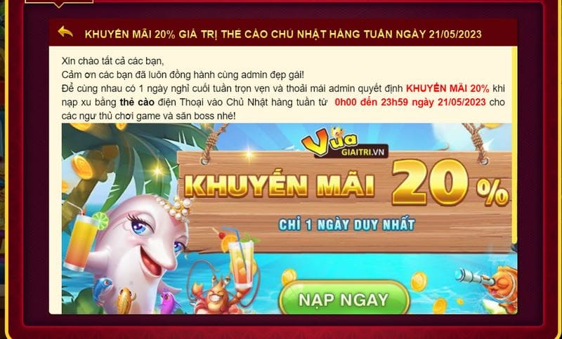 Bắn cá siêu thị - Địa chỉ chơi game nổi tiếng nhất thị trường 7 Khuyến mãi đặc sắc đang được cổng chơi cung cấp cho anh em