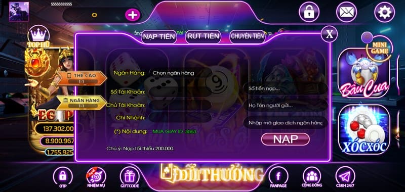 New79 Club - Cổng game bài chất lượng nhất năm 2023 6 Nạp tiền New79 dễ dàng với bước thực hiện đơn giản