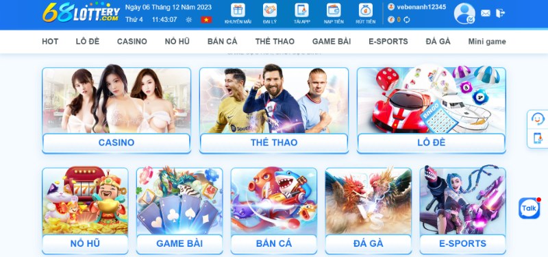 Nhà cái 68Lottery - Sân chơi cá cược đầy tiềm năng 2023 4 Kho game siêu đa dạng có tại 68Lottery
